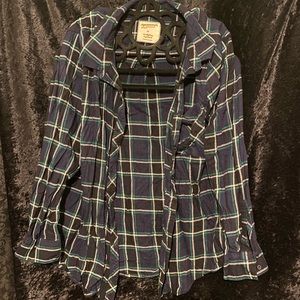 Navy Blue Flannel Top